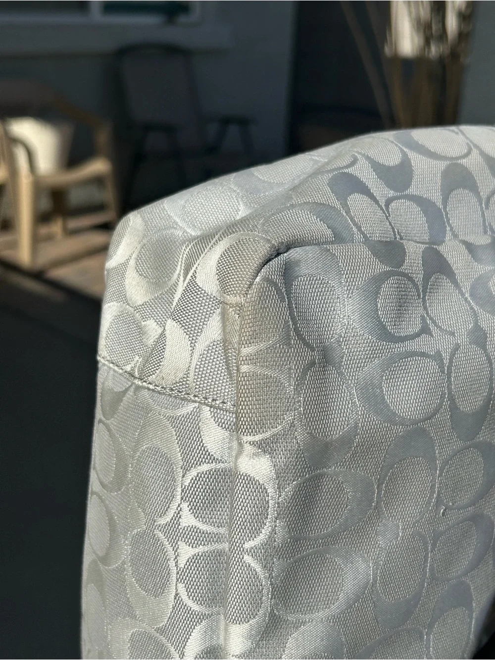 Coach 2011 Gallery Metallic Silver Gray Signature Jacquard Tote - Picture 9 of 11